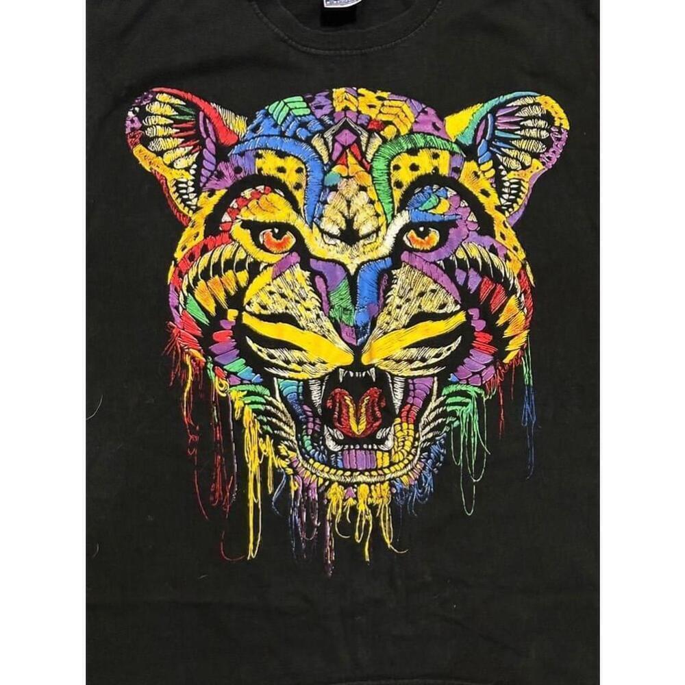 Thessh Men’s Mexican Bright Colorful Lion Head Graphic Print 2-Sided Shirt - Picture 8 of 8